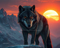 Wolf at Sunset – Digital Art Print
