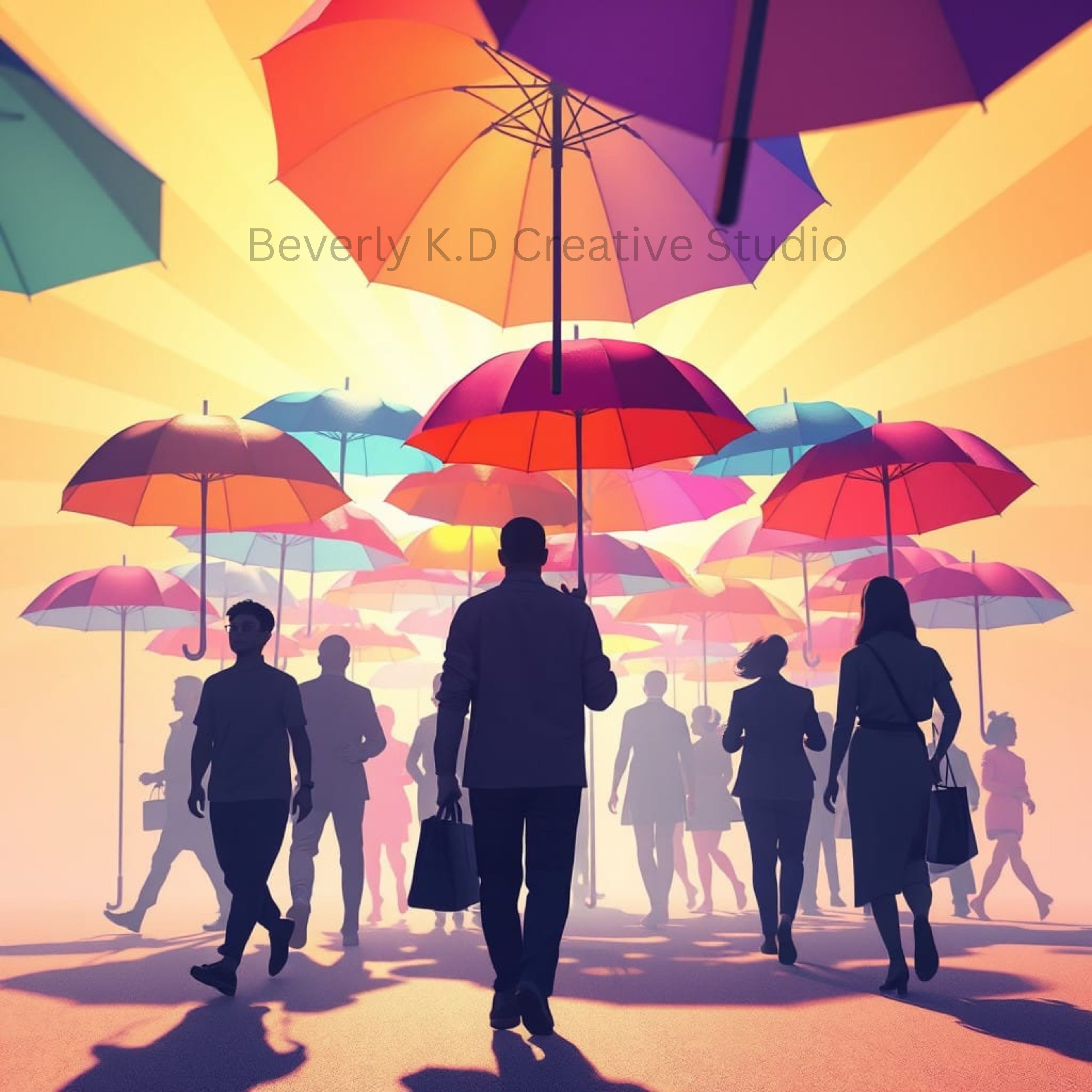 Umbrella Street — Digital Art Print