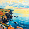 Coastal Cliffs at Golden Hour — Digital Art Print