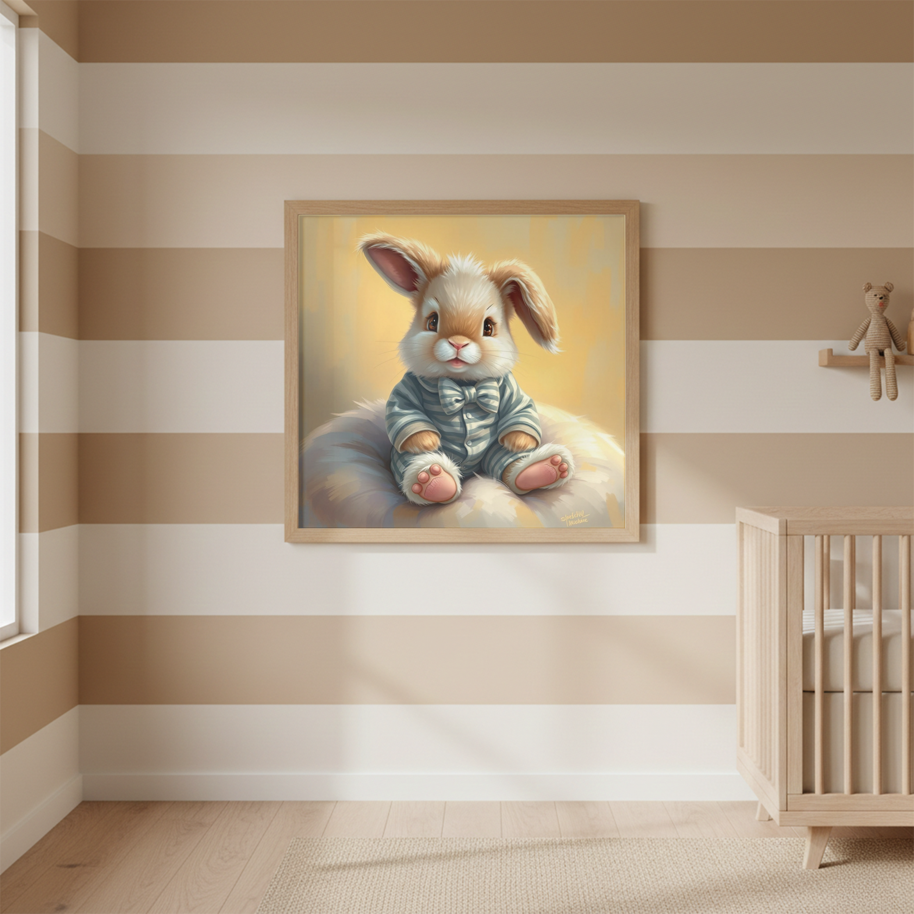 Blue Bunny on a Cloud - Digital Art Print
