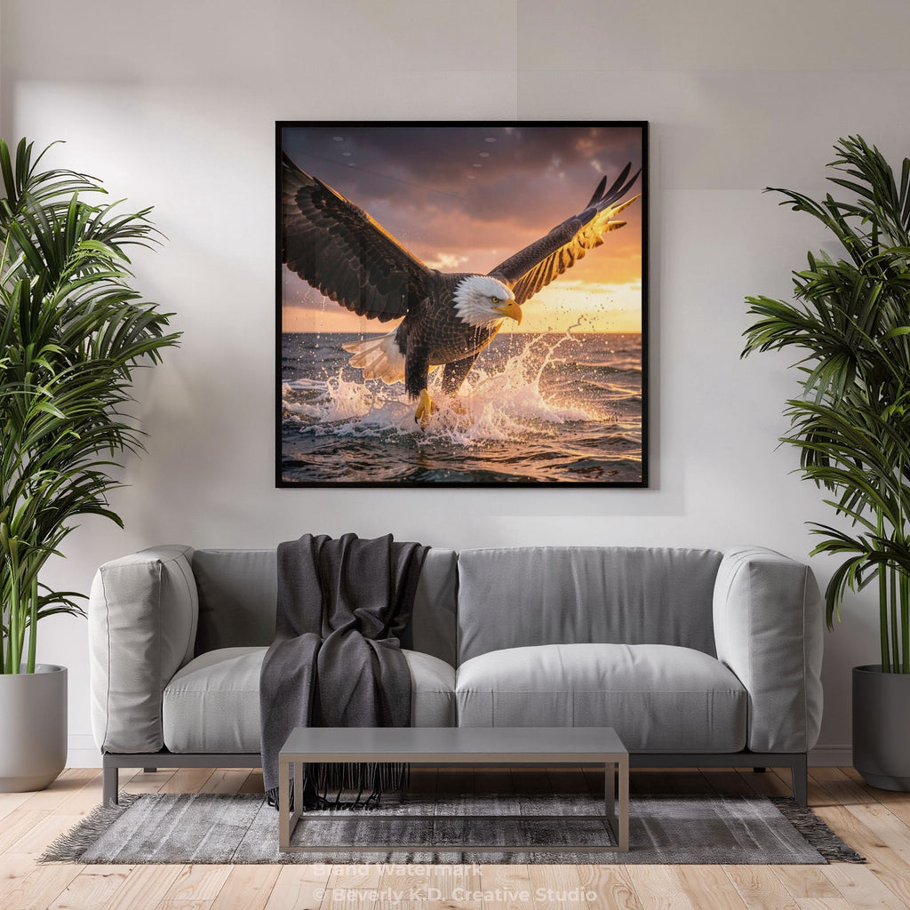 Majestic Bald Eagle at Sunset – Coastal Wildlife Digital Art Print