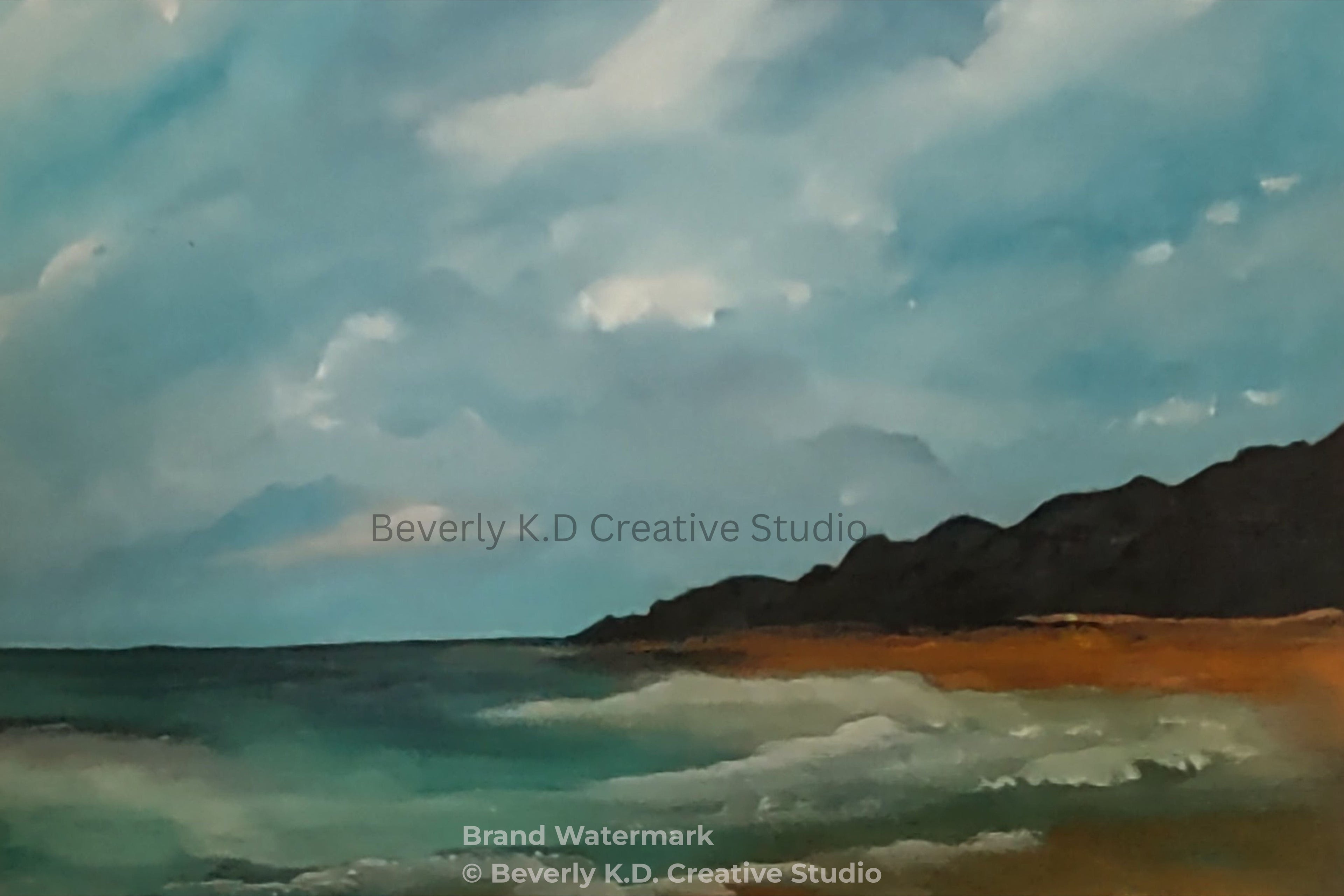Stormy light Coast – Coastal Ocean & Mountain Digital Art Print