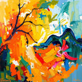 Abstract Autumn Tree — Digital Art Print