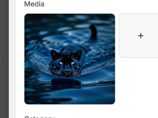 Black panther swimming through deep blue water with glowing eyes — digital art print mockup