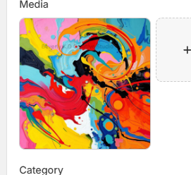 Bold abstract art print with swirling reds, yellows, blues and blacks in a dynamic energetic composition