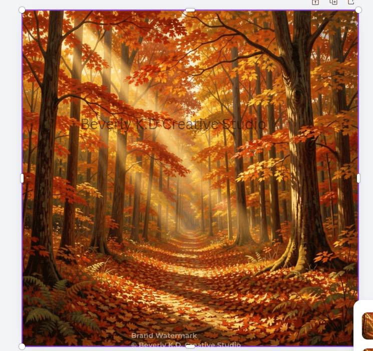 Sunlit golden maple forest path with fiery red and orange autumn leaves