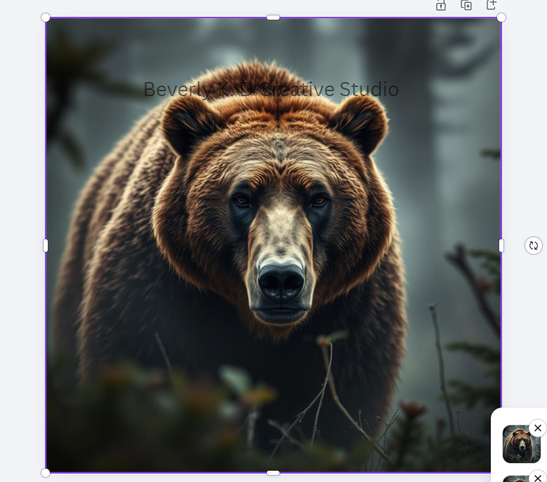Close-up portrait of a grizzly bear emerging from a misty forest, intense and powerful